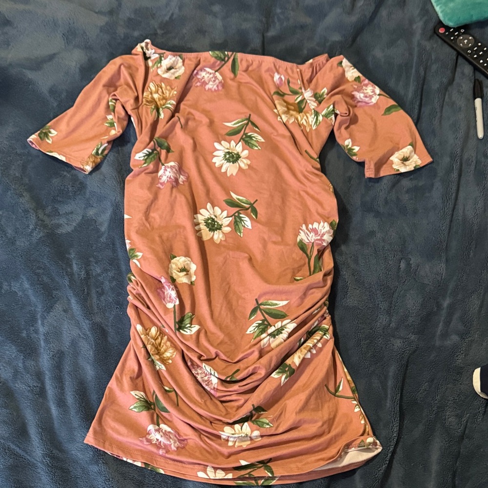Hello MIZ Floral Long Sleeve Dress - Pink and White